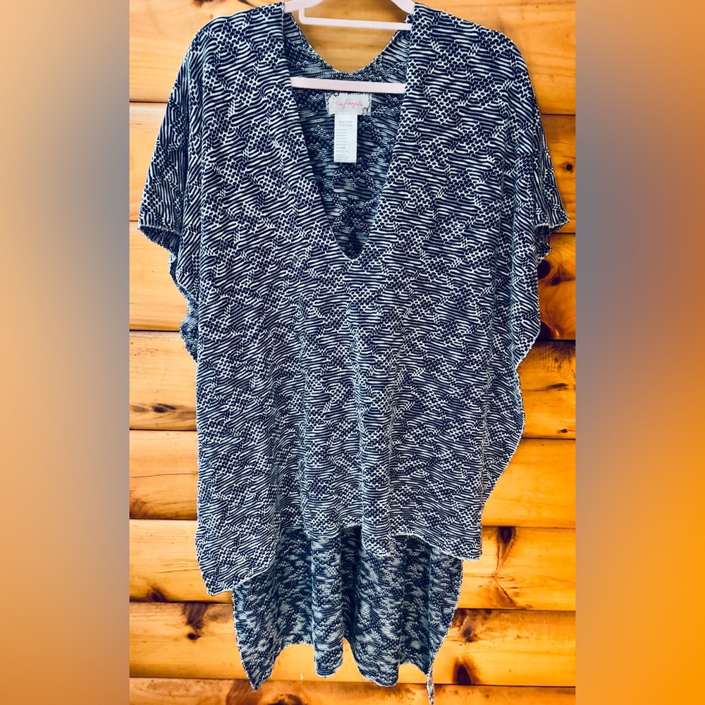 Free People Unique Coachella Patterned V-Neck Poncho Sweater